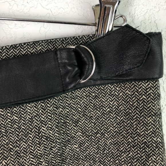 Anthropologie Herringbone Tweed Wide Leg Wool Silk - Picture 4 of 7